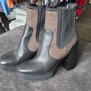 Michael Kors Black and Brown Heeled Boots